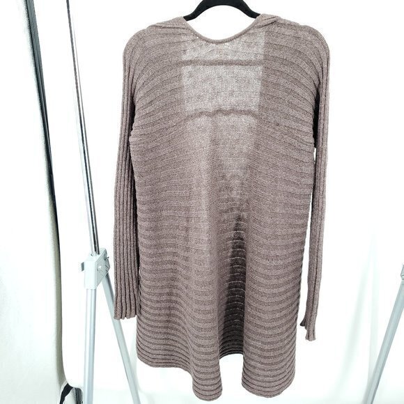 *Repair* Free People Oversized Ribbed Knit Open Cardigan S Blackberry Heather - Picture 3 of 16